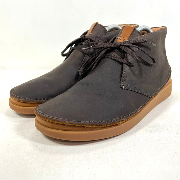 Clarks Shoes Clarks Oakland Rise Chukka Ankle Boots Brown Leather